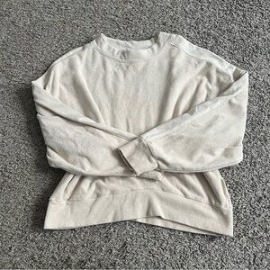 Varley Crewneck Terry Sweatshirt Cream Small Athleisure Oversized